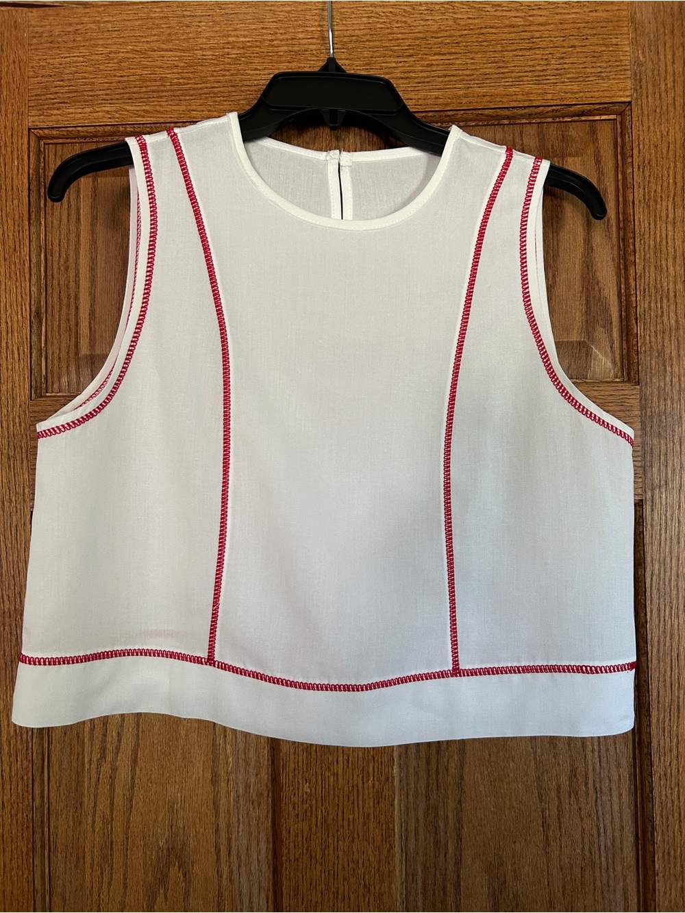 Sleeveless Top & Pant Set, White w/ Orange Piping, Side Zipper & Pockets, NWOT! - Picture 3 of 15